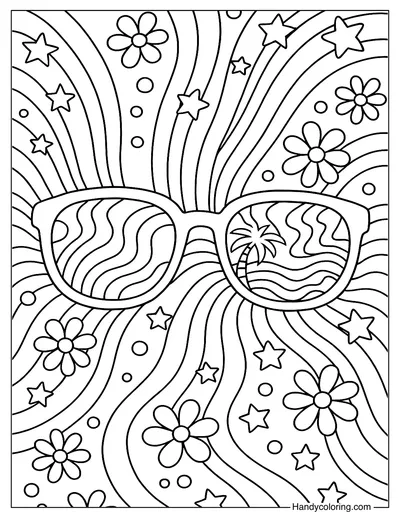 Retro Sunglasses Style Coloring Page