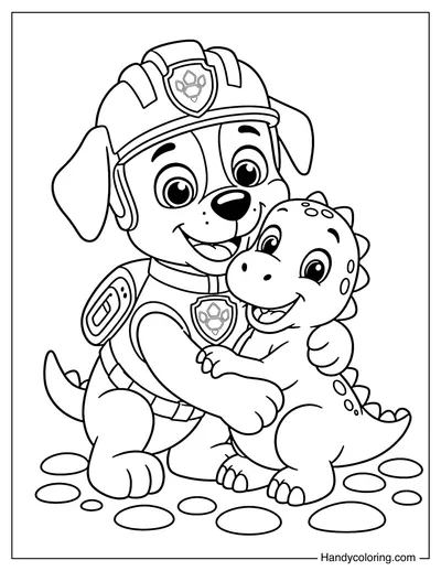 Rex Hugging a Baby Dinosaur