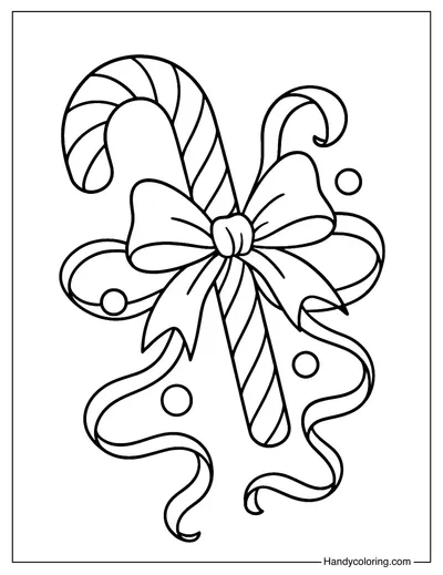Ribbon Candy Cane Coloring Page
