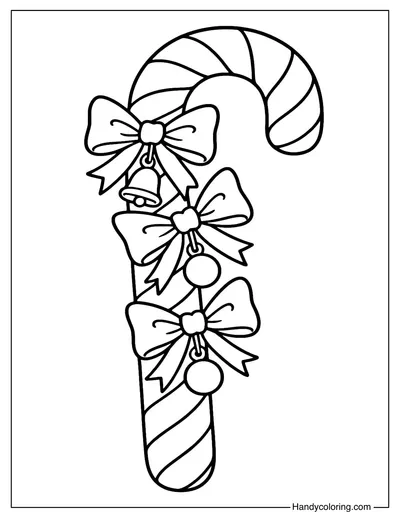 Ribbon Swirl Candy Cane Coloring Page