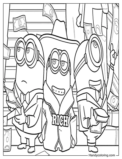 Rich Minions Kevin, Bob, and Stuart