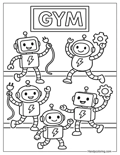Robot Gym Class Coloring Page