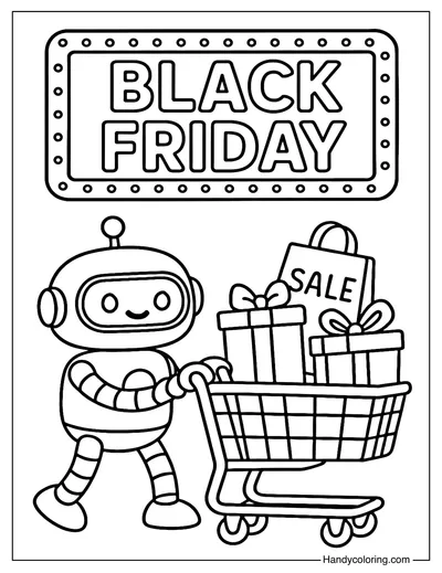 Robot Shopper Coloring Page
