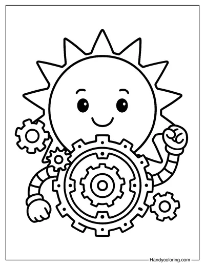 Robot Sun Coloring Page