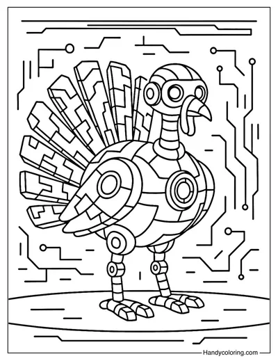Robot Turkey Coloring Page