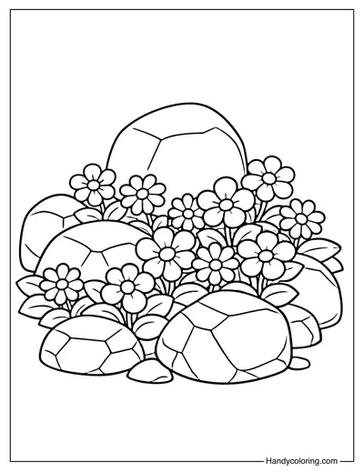 Rock Garden Flowers Coloring Page