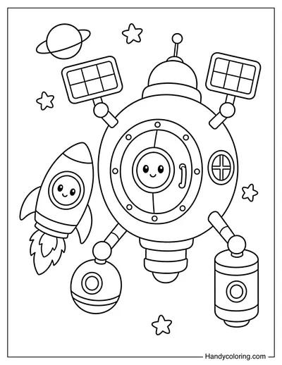 Rocket at a Space Station Dock