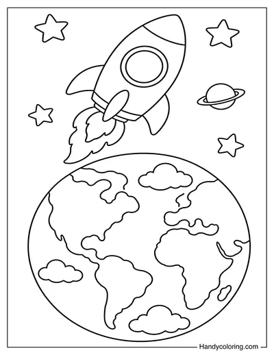 Rocket Flying Above Earth