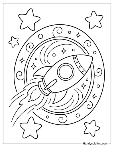 Rocket Flying Through a Giant Space Portal