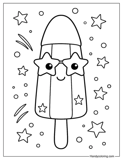 Rocket Popsicle Coloring Page