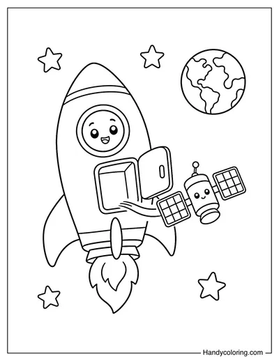 Rocket Releasing a Tiny Satellite
