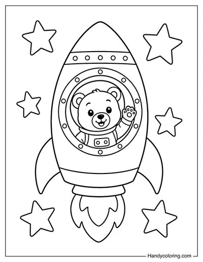 Rocket with Bear Astronaut in the Window