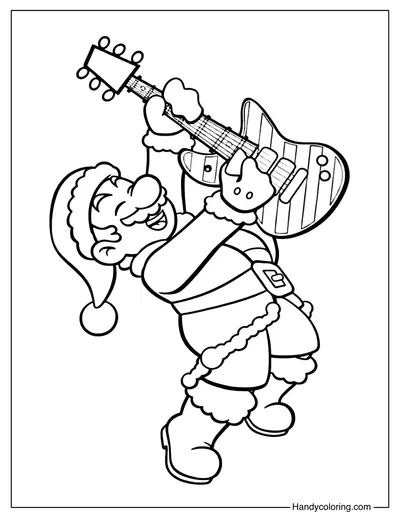 Rockstar Santa Mario Coloring Page