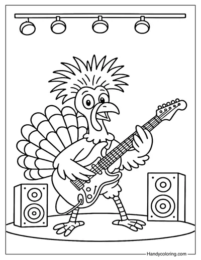 Rockstar Turkey Coloring Page