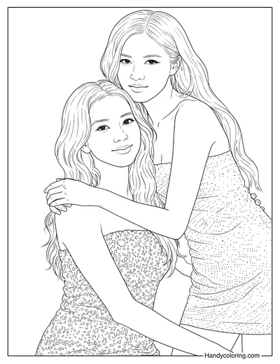 Rosé and Jisoo BLACKPINK Coloring Page