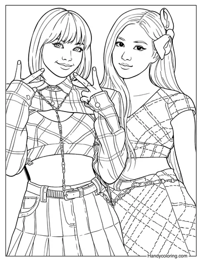 Rosé and Lisa BLACKPINK Coloring Page