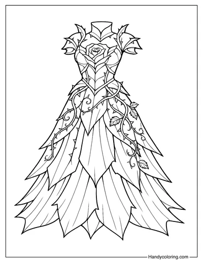 Rose Armor Dress Coloring Page