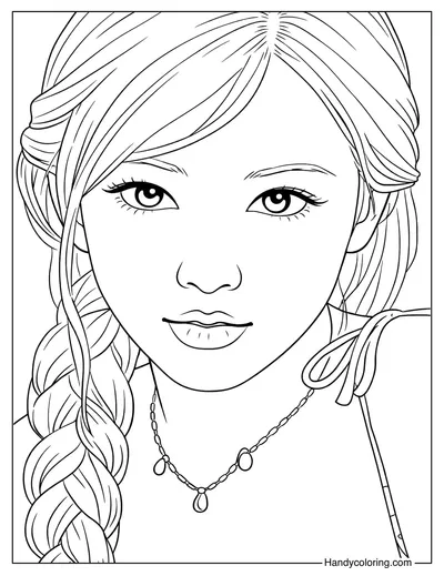 Rosé Blackpink with Braided Hair Coloring Page