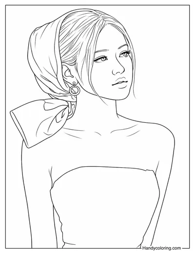Rosé Blackpink with Headscarf Coloring Page