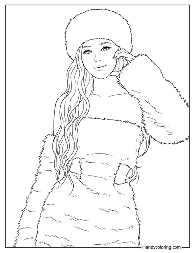Rose Blackpink with Winter Dress Coloring Page