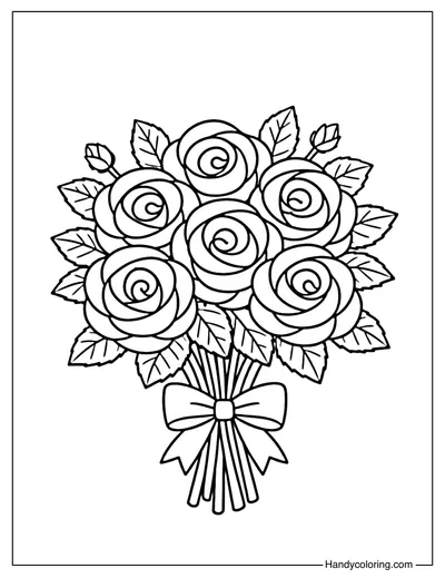 Rose Flower Bouquet Coloring Page