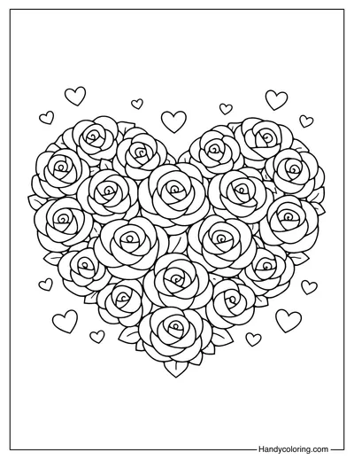 Rose Heart Coloring Page