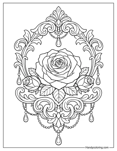 Rose Ornament Coloring Page