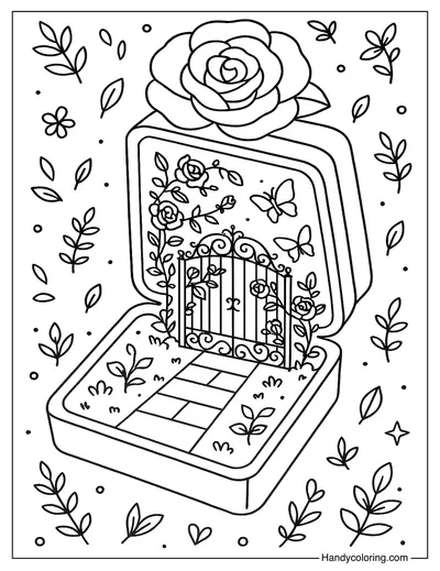 Rose Powder Compact Coloring Page