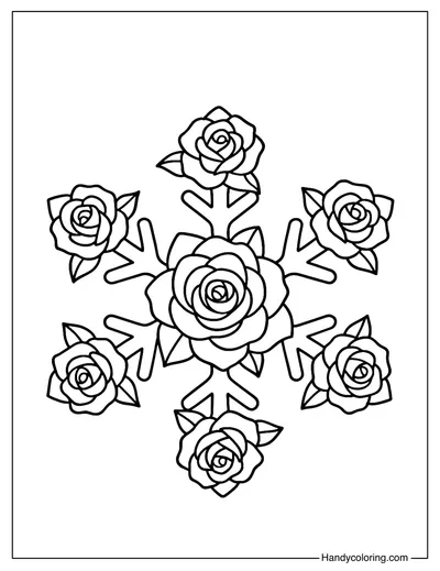 Rose Snowflake Coloring Page