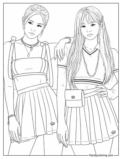 Rose và Jennie BLACKPINK Coloring Page