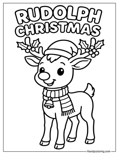 Rudolph Christmas Coloring Page