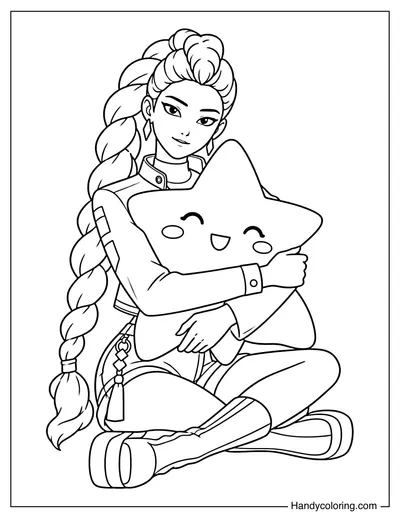 Rumi Holding a Cute Star Pillow