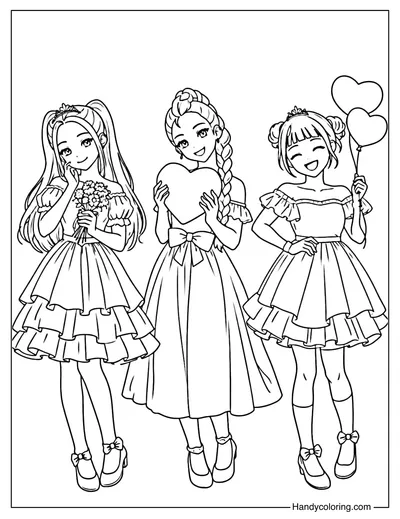 Rumi, Mira, and Zoey in Valentine Dresses