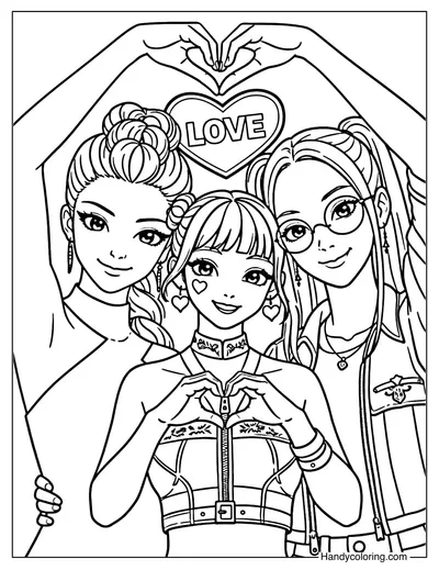 Rumi, Mira, and Zoey Making Hearts