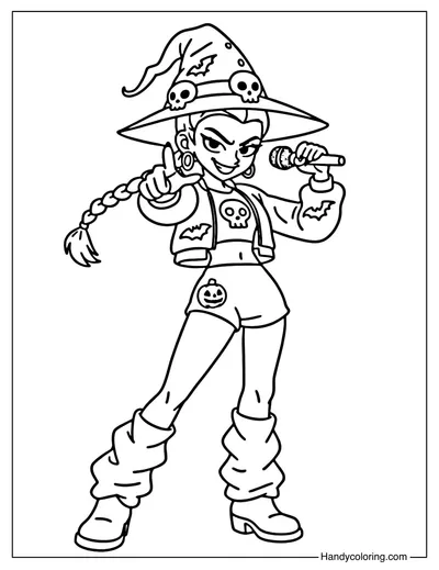 Rumi Performing in a Halloween Witch Outfit