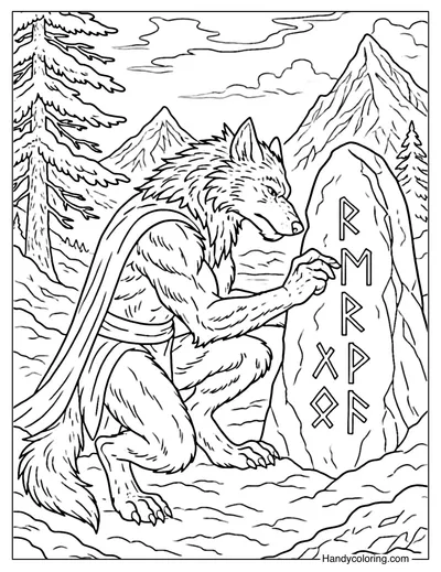 Runestone Werewolf Coloring Page