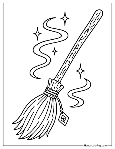 Runic Witch Broom Coloring Page