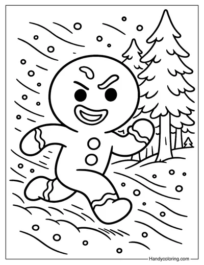 Running Gingerbread Man Coloring Page