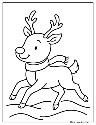 Running Reindeer Coloring Page