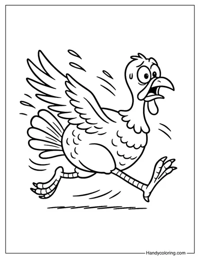 Running Turkey Coloring Page