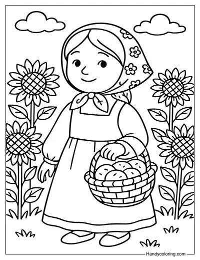 Russian Girl Coloring Page