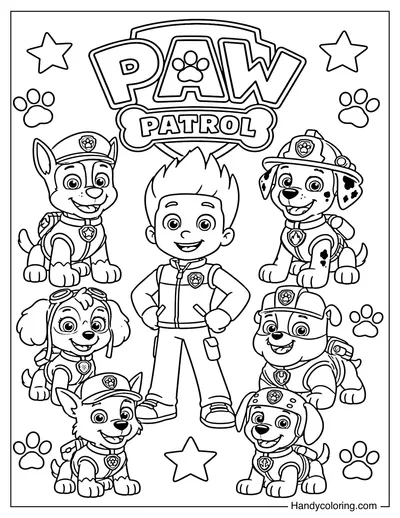 Ryder and the Paw Patrol Team with Logo