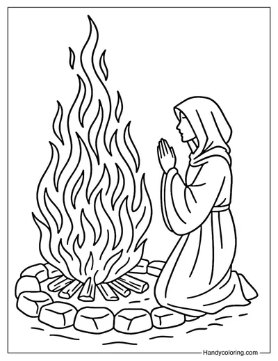 Sacred Fire Ritual Coloring Page
