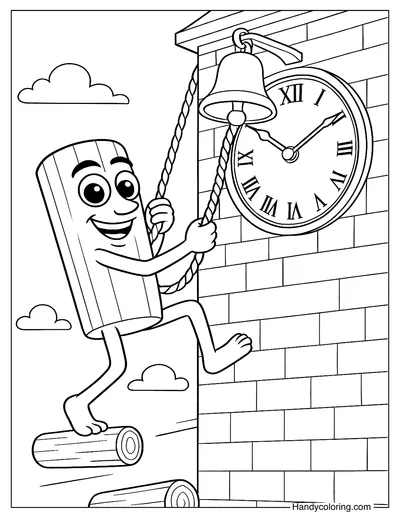 Sahur Climbing The Clock Tower Coloring Page