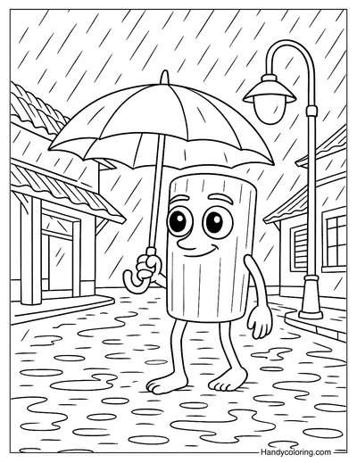 Sahur in The Rainy Night Coloring Page