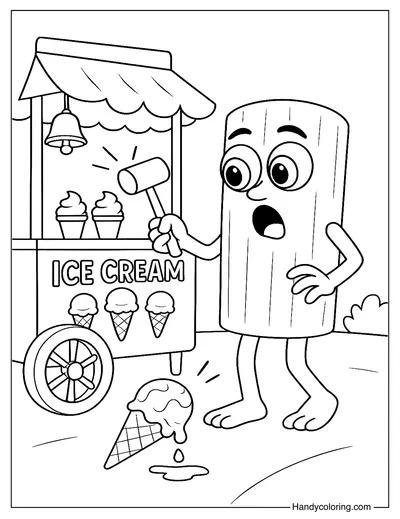 Sahur with Ice Cream Truck Coloring Page