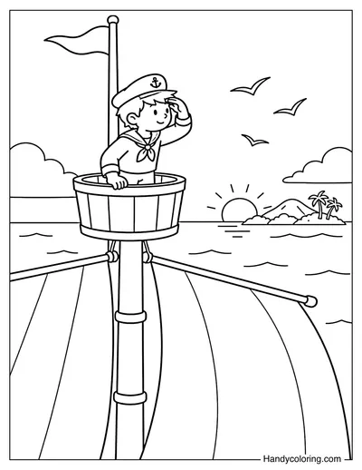 Sailor Spotting Land from the Mast