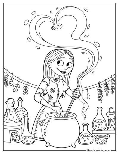 Sally Cooking Potion Coloring Page