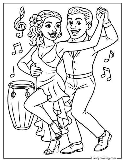 Salsa Dancers Coloring Page