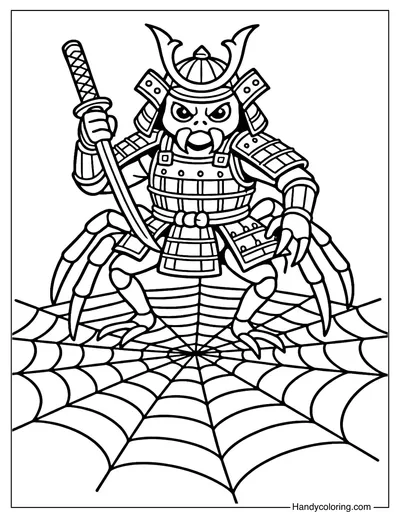 Samurai Spider Coloring Page